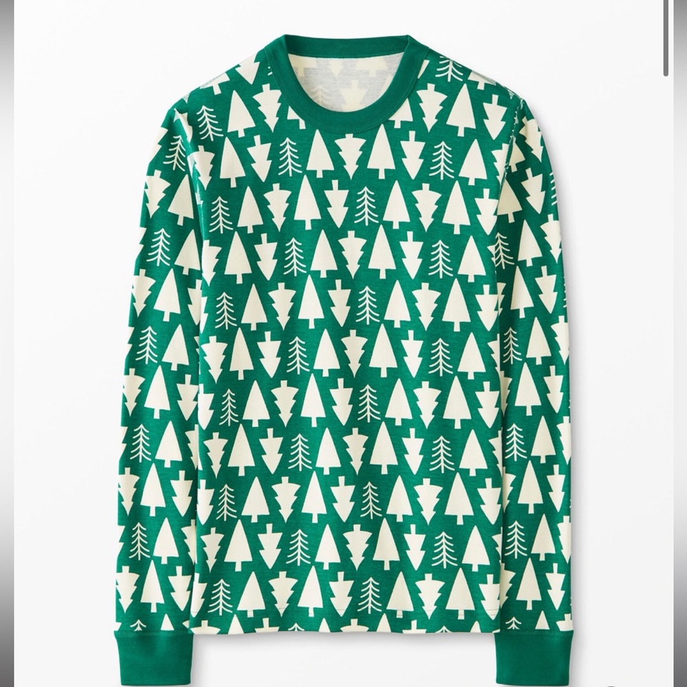 Hanna Andersson Green Christmas Tree Holiday Print Long John Pajama Top Size 8